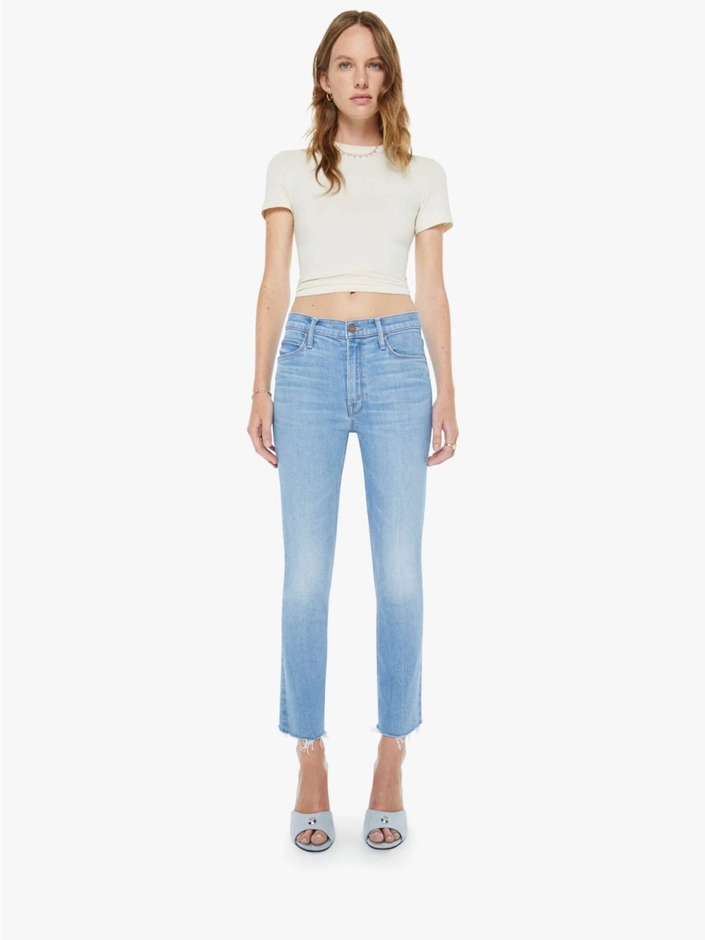 MOTHER The Mid Rise Dazzler Crop Fray Jeans - Size 29